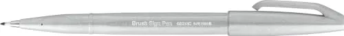 Pentel SES15C-N2X Brush Sign Pen hellgrau, Faserschreiber, pinselähnliche Spitze, 10 Stück