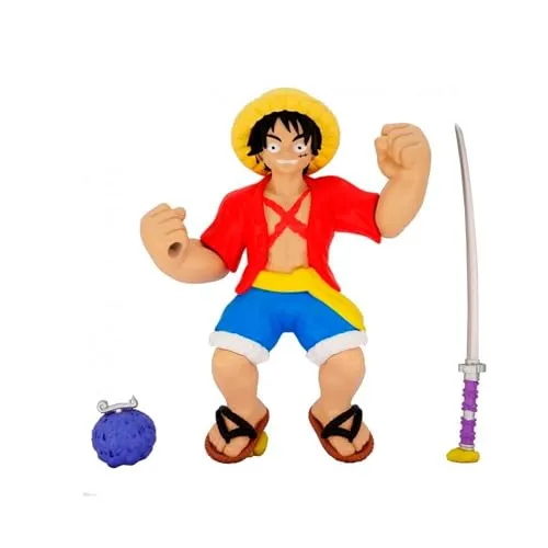 BANDAI CO42939 Heroes de GOO JIT Zu Actionfigur - One Piece World - Superfigur Monkey D. Luffy Knitter- und Stretch-Figur, Mehrfarbig