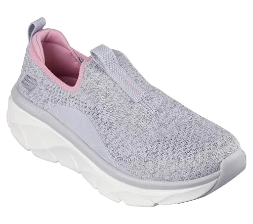 Skechers D'LUX Walker 2.0 Bold State, D'LUX Walker 2.0 Bold State, Gray Knit/Pink Trim,