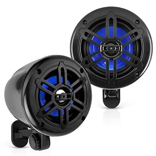 Pyle 10,2 cm wasserdichte Offroad-Lautsprecher – 150 W 2-Wege-Marine-Tieftöner-Soundsystem mit 360° drehbarer Halterung, Vollbereichs-Audio-Stereo-Lautsprecher für Motorrad, ATV, Jeep, Boot, inklusive