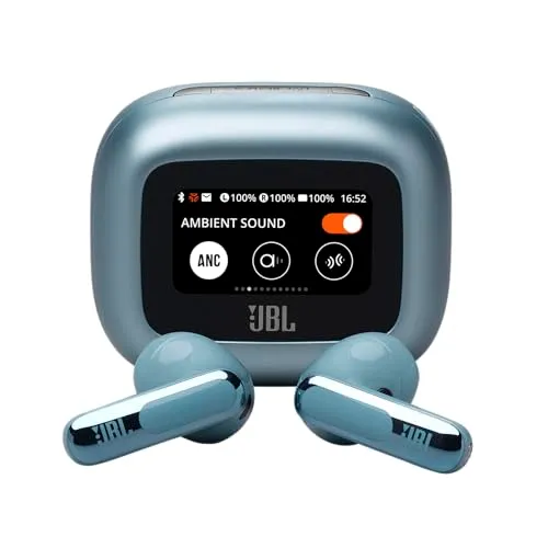 JBL Live Flex 3, Wireless Earbud-Kopfhörer mit Bluetooth, 50 Stunden Akkulaufzeit, True Adaptive Noise Cancelling und hochauflösendem JBL Signature Sound, IP54 wasserfest, mit Ohrstöpseln, Blau