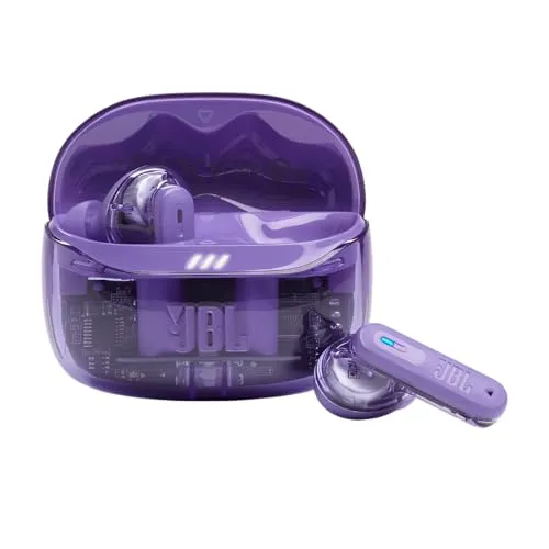 JBL Tune Beam Ghost 2, Kabellose Bluetooth-In-Ear-Kopfhörer mit Noise-Cancelling, 48 h Wiedergabezeit, IP54 wasser - und staubgeschützt, Multipoint-Verbindung, ergonomisches Design, Purple Ghost